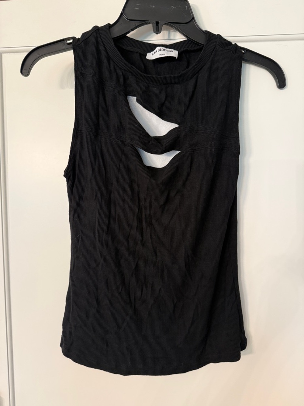 LNA Black Ribbed Cutout Sleeveless Tank